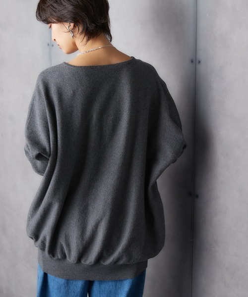Soiunique（スワユニーク）の「綿１００％ゆったりVネックニット ［Soiunique］（ニット/セーター・レディース・杢グレー/ブラック/ダークグリーン・M/L/LL）」の19枚目の写真