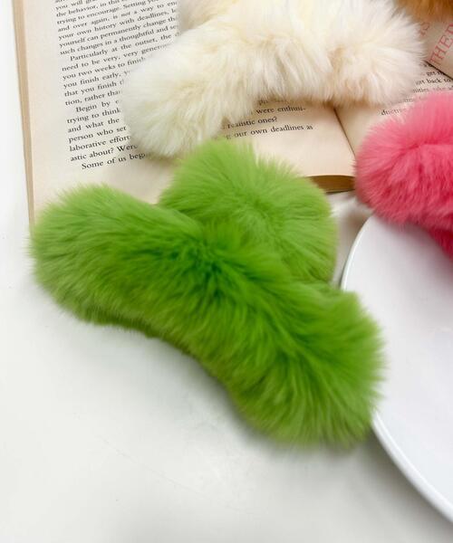 WEGO(ウィゴー)の「WEGO/ファーバンスクリップ(バレッタ/ヘアクリップ・レディース・ピンク/その他1/グリーン/ホワイト・FREE)」の3枚目の写真