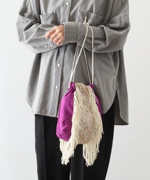 dignity closet ショルダー付き2wayフリンジ巾着バッグ / Laki Tape Bag