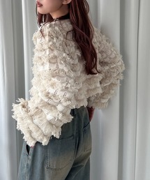 【soie by apres jour mignon】透かし編みフリンジニット【ZOZOTOWN限定アイテム】