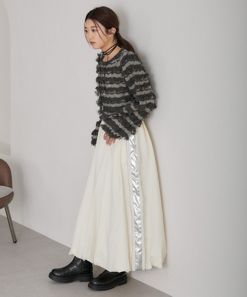 soie by apres jour mignon（ソワバイアプレジュールミニョン）の「【soie by apres jour mignon】透かし編みフリンジニット【ZOZOTOWN限定アイテム】（ニット/セーター・レディース・アイボリー/チャコールグレー・フリー）」の12枚目の写真