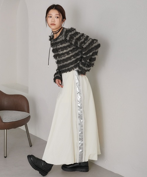 soie by apres jour mignon（ソワバイアプレジュールミニョン）の「【soie by apres jour mignon】透かし編みフリンジニット【ZOZOTOWN限定アイテム】（ニット/セーター・レディース・アイボリー/チャコールグレー・フリー）」の13枚目の写真