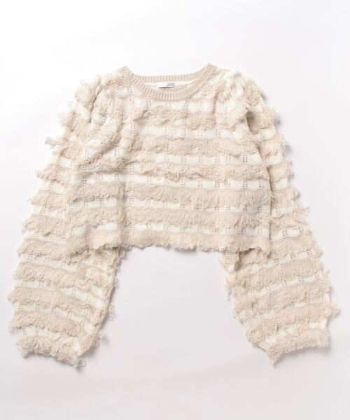 soie by apres jour mignon（ソワバイアプレジュールミニョン）の「【soie by apres jour mignon】透かし編みフリンジニット【ZOZOTOWN限定アイテム】（ニット/セーター・レディース・アイボリー/チャコールグレー・フリー）」の19枚目の写真