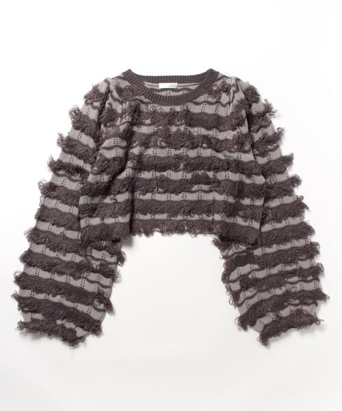 soie by apres jour mignon（ソワバイアプレジュールミニョン）の「【soie by apres jour mignon】透かし編みフリンジニット【ZOZOTOWN限定アイテム】（ニット/セーター・レディース・アイボリー/チャコールグレー・フリー）」の20枚目の写真