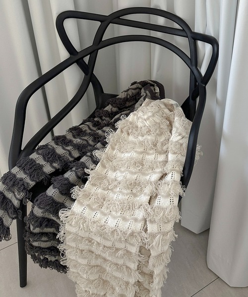 soie by apres jour mignon（ソワバイアプレジュールミニョン）の「【soie by apres jour mignon】透かし編みフリンジニット【ZOZOTOWN限定アイテム】（ニット/セーター・レディース・アイボリー/チャコールグレー・フリー）」の18枚目の写真