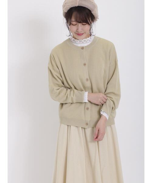 Samansa Mos2(サマンサ モスモス)の「【マシンウォッシャブル】柄アソート前後2WAYニット(カーディガン/ボレロ・レディース・ブラック/グリーン/ベージュ/チャコールグレー/キナリ/レッド・F)」の2枚目の写真