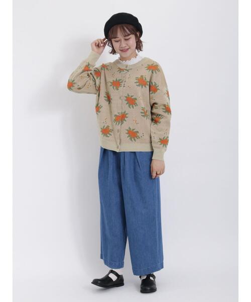 Samansa Mos2(サマンサ モスモス)の「【マシンウォッシャブル】柄アソート前後2WAYニット(カーディガン/ボレロ・レディース・ブラック/グリーン/ベージュ/チャコールグレー/キナリ/レッド・F)」の12枚目の写真