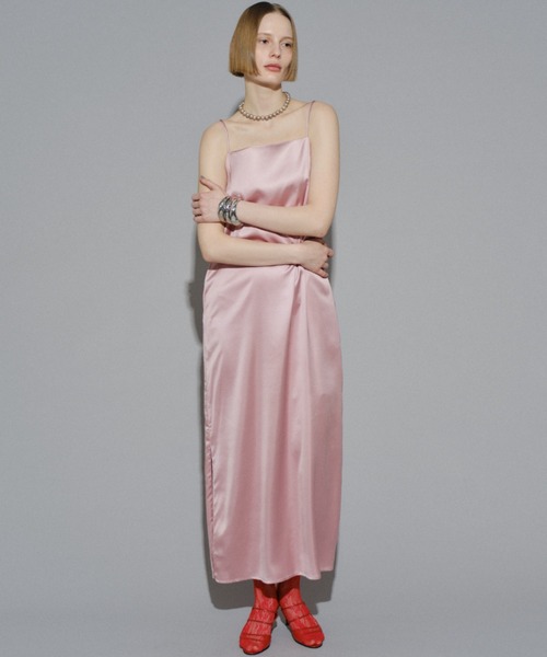 Fastener slit satin dress/ファスナースリット キャミソールサテン