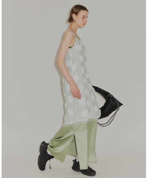 Fastener slit satin dress/ファスナースリット キャミソールサテン