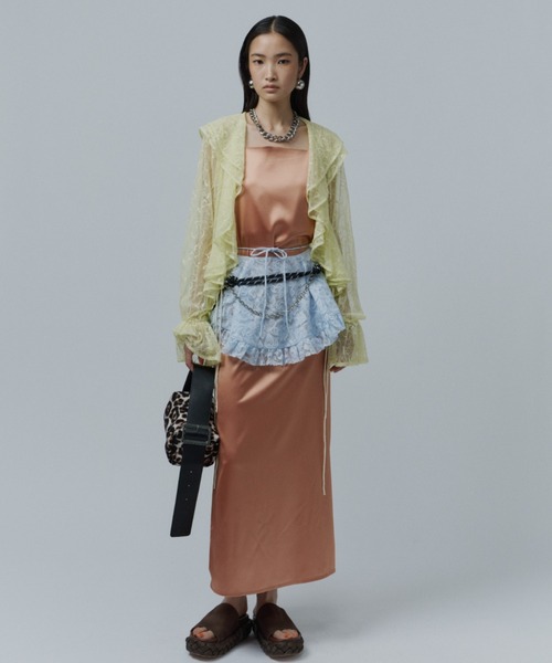 Fastener slit satin dress/ファスナースリット キャミソールサテン