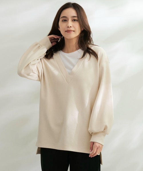 Arnold Palmer（アーノルドパーマー）の「深Vネック レイヤー チュニック（チュニック・レディース・ブラック/ダークブラウン/アイボリー・S/M/L）」の10枚目の写真