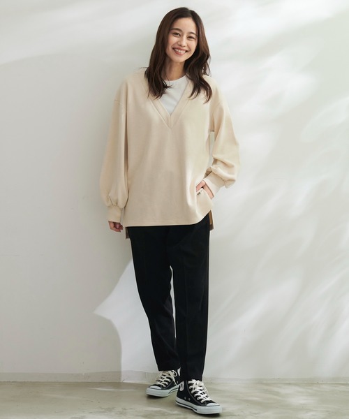 Arnold Palmer（アーノルドパーマー）の「深Vネック レイヤー チュニック（チュニック・レディース・ブラック/ダークブラウン/アイボリー・S/M/L）」の7枚目の写真