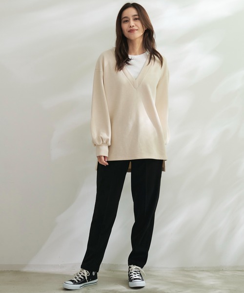 Arnold Palmer（アーノルドパーマー）の「深Vネック レイヤー チュニック（チュニック・レディース・ブラック/ダークブラウン/アイボリー・S/M/L）」の11枚目の写真