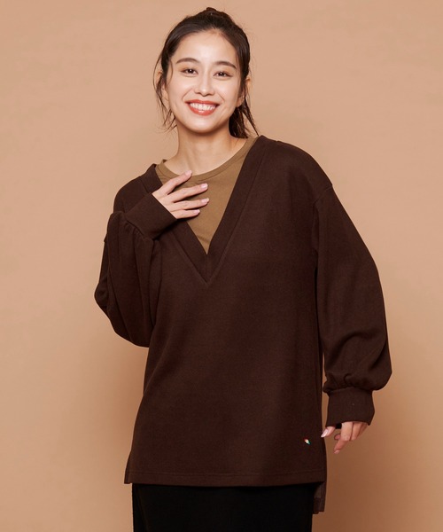 Arnold Palmer（アーノルドパーマー）の「深Vネック レイヤー チュニック（チュニック・レディース・ブラック/ダークブラウン/アイボリー・S/M/L）」の17枚目の写真