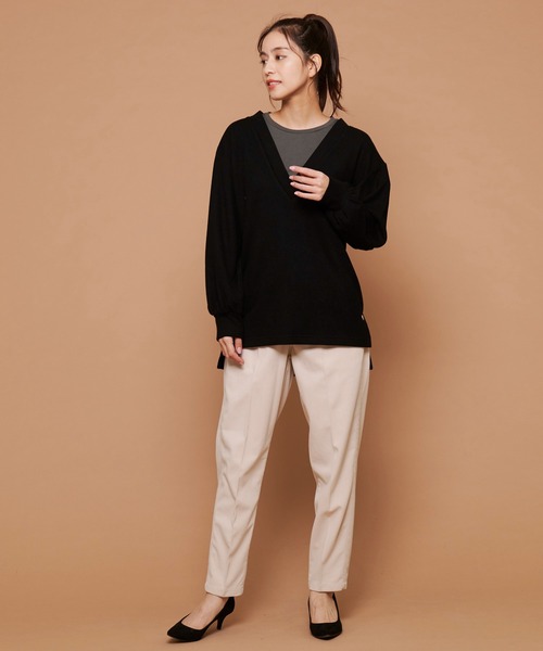 Arnold Palmer（アーノルドパーマー）の「深Vネック レイヤー チュニック（チュニック・レディース・ブラック/ダークブラウン/アイボリー・S/M/L）」の15枚目の写真