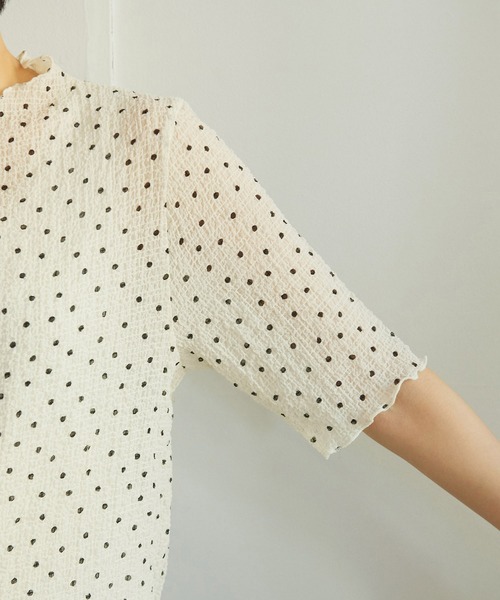 CHILD WOMAN（チャイルドウーマン）の「☆ストレッチシアサッカー 5分袖ボトルネックプルオーバー（Tシャツ/カットソー・レディース・アイボリー/ブラック/レッド/イエロー/ピンク・FREE）」の13枚目の写真