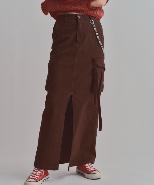 led.tokyo（レッドトウキョウ）の「【led.tokyo】STRETCH CHINO POCKET SK（スカート・レディース・レッド/ブラウン・2）」の3枚目の写真