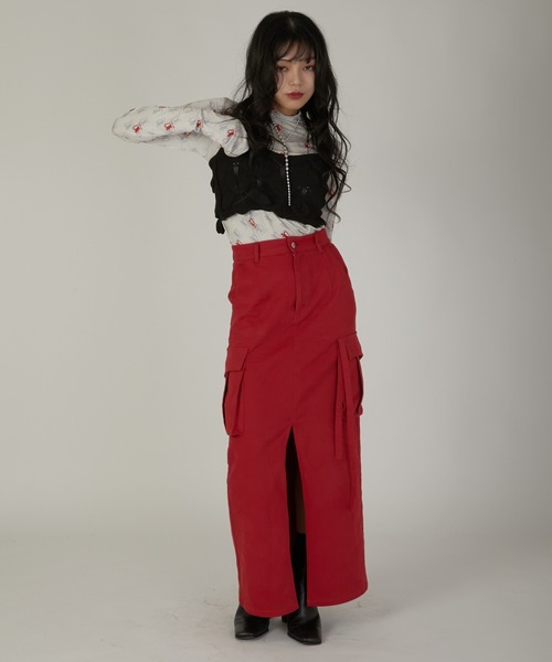 led.tokyo（レッドトウキョウ）の「【led.tokyo】STRETCH CHINO POCKET SK（スカート・レディース・レッド/ブラウン・2）」の14枚目の写真