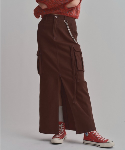 led.tokyo（レッドトウキョウ）の「【led.tokyo】STRETCH CHINO POCKET SK（スカート・レディース・レッド/ブラウン・2）」の13枚目の写真