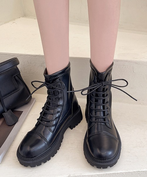 Miniministore(ミニミニストア)の「ショートブーツ レースアップ レディース(ブーツ・レディース・ブラック/ブラウン・23.5cm/24.5cm/24.0cm/25.0cm/23.0cm/22.5cm)」の1枚目の写真