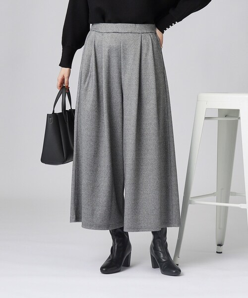 DRESKIP（ドレスキップ）の「◆【無地/ツイード調】楽して上品見え あったか起毛 ガウチョパンツ（その他パンツ・レディース・アイボリー/ブラック/ブラック系1・02/03/04）」の3枚目の写真