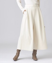 ◆【無地/ツイード調】楽して上品見え あったか起毛 ガウチョパンツ