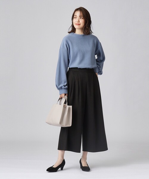 DRESKIP（ドレスキップ）の「◆【無地/ツイード調】楽して上品見え あったか起毛 ガウチョパンツ（その他パンツ・レディース・アイボリー/ブラック/ブラック系1・02/03/04）」の4枚目の写真