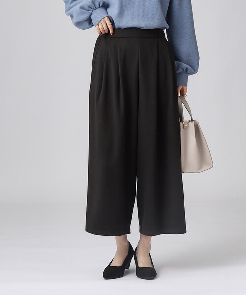 DRESKIP（ドレスキップ）の「◆【無地/ツイード調】楽して上品見え あったか起毛 ガウチョパンツ（その他パンツ・レディース・アイボリー/ブラック/ブラック系1・02/03/04）」の5枚目の写真