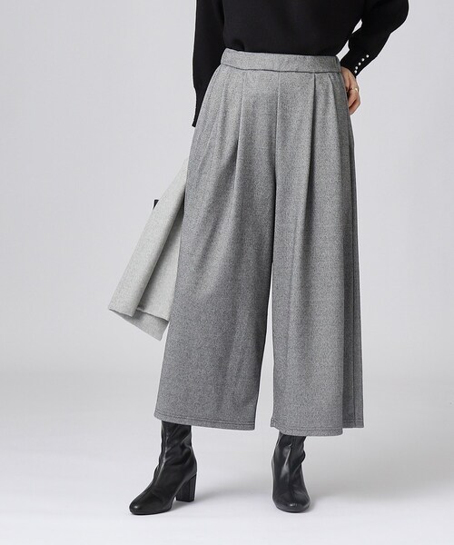 DRESKIP（ドレスキップ）の「◆【無地/ツイード調】楽して上品見え あったか起毛 ガウチョパンツ（その他パンツ・レディース・アイボリー/ブラック/ブラック系1・02/03/04）」の8枚目の写真