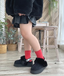 【厚底】ファーつきスリッパムートン