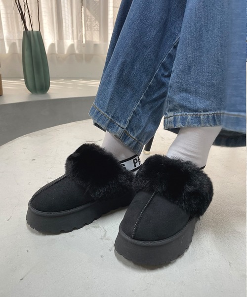 LUGG NAGG(ラグナグ)の「【厚底】ファーつきスリッパムートン(スリッポン・レディース・グレー/キャメル/ブラック・LL/L/M)」の9枚目の写真