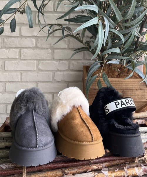 セール】【厚底】ファーつきスリッパムートン（スリッポン）｜LUGG