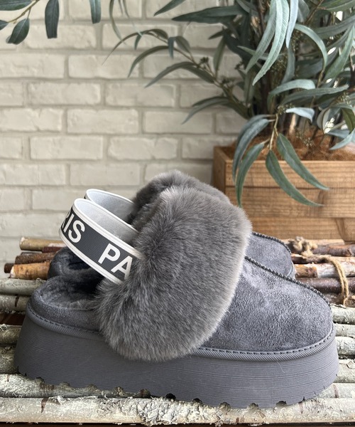セール】【厚底】ファーつきスリッパムートン（スリッポン）｜LUGG