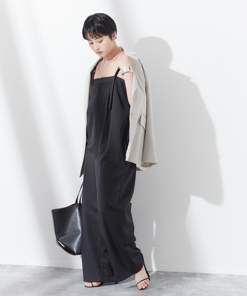 journal standard L'essage（ジャーナルスタンダードレサージュ）の「ギャバサスペンダーパンツ（サロペット/オーバーオール・レディース・ブラック/グレー・FREE）」の18枚目の写真