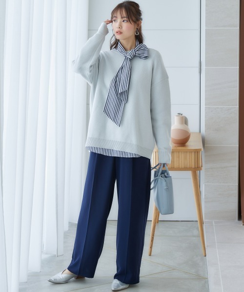 miclat（ミクラ）の「大きいサイズ　ストライプリボンタイシャツ　miclat（シャツ/ブラウス・レディース・ベージュ系1/ネイビー系・L/4L/5L/LL/3L）」の13枚目の写真