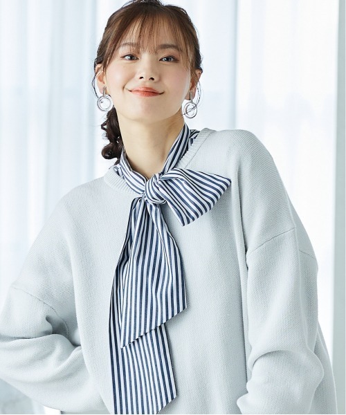 miclat（ミクラ）の「大きいサイズ　ストライプリボンタイシャツ　miclat（シャツ/ブラウス・レディース・ベージュ系1/ネイビー系・L/4L/5L/LL/3L）」の15枚目の写真