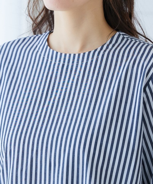 miclat（ミクラ）の「大きいサイズ　ストライプリボンタイシャツ　miclat（シャツ/ブラウス・レディース・ベージュ系1/ネイビー系・L/4L/5L/LL/3L）」の18枚目の写真