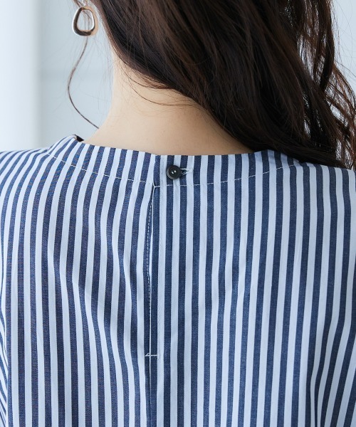 miclat（ミクラ）の「大きいサイズ　ストライプリボンタイシャツ　miclat（シャツ/ブラウス・レディース・ベージュ系1/ネイビー系・L/4L/5L/LL/3L）」の19枚目の写真