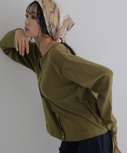 ElegChic(エレグシック)の「ボタンクルーネックカーディガン(カーディガン/ボレロ・レディース・ブラック/杢グレー/バーガンディー/カーキ/チャコールグレー・XL/4L/M)」の20枚目の写真
