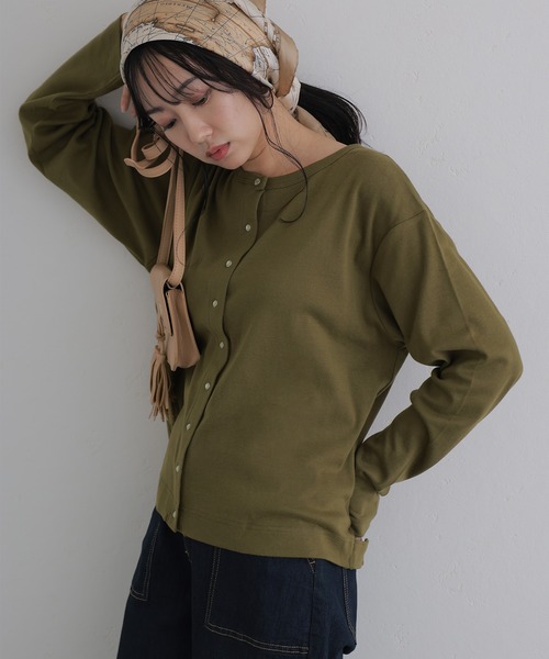 ElegChic(エレグシック)の「ボタンクルーネックカーディガン(カーディガン/ボレロ・レディース・ブラック/杢グレー/バーガンディー/カーキ/チャコールグレー・XL/4L/M)」の21枚目の写真