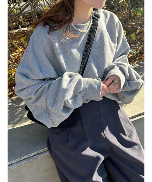 ehka sopo（エヘカソポ）の「◎袖シャーリングスウェット（Tシャツ/カットソー・レディース・キナリ/グレー・F）」の2枚目の写真