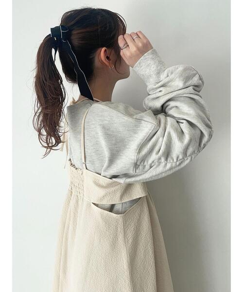 ehka sopo（エヘカソポ）の「◎袖シャーリングスウェット（Tシャツ/カットソー・レディース・キナリ/グレー・F）」の3枚目の写真