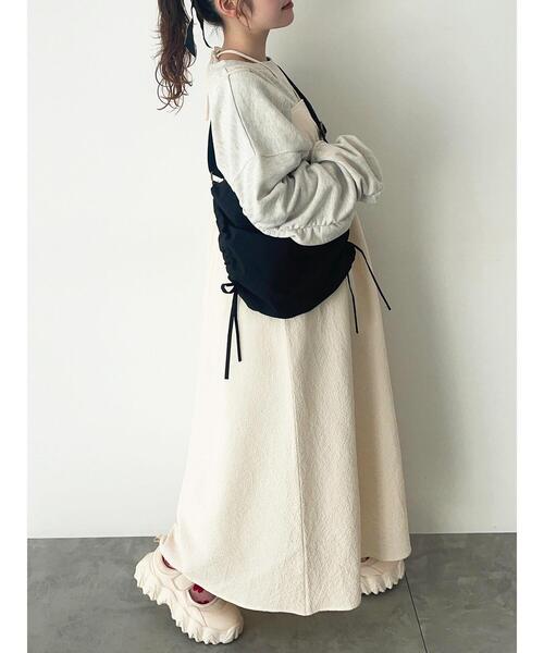 ehka sopo（エヘカソポ）の「◎袖シャーリングスウェット（Tシャツ/カットソー・レディース・キナリ/グレー・F）」の5枚目の写真