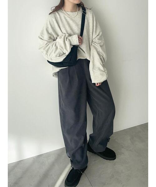 ehka sopo（エヘカソポ）の「◎袖シャーリングスウェット（Tシャツ/カットソー・レディース・キナリ/グレー・F）」の7枚目の写真