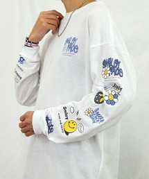 【GROOVY STORE】SMILEY FACE オーバーサイズ プリントロングスリーブTシャツ