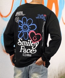 【GROOVY STORE】SMILEY FACE オーバーサイズ プリントロングスリーブTシャツ
