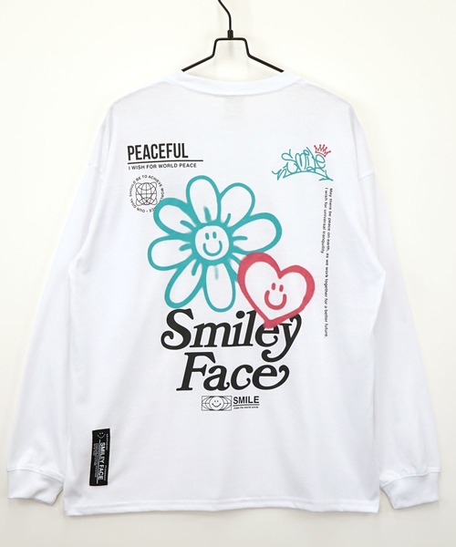 SMILEY FACE(スマイリーフェイス)の「【GROOVY STORE】SMILEY FACE オーバーサイズ プリントロングスリーブTシャツ(Tシャツ/カットソー・メンズ・ブラック/ホワイト系その他2/ホワイト/ブラック系その他2/ネイビー/ミント/ラベンダー/ライトブラック/インディゴブルー/杢グレー/ブラック系その他3/ホワイト系その他3・L/LL/M)」の16枚目の写真