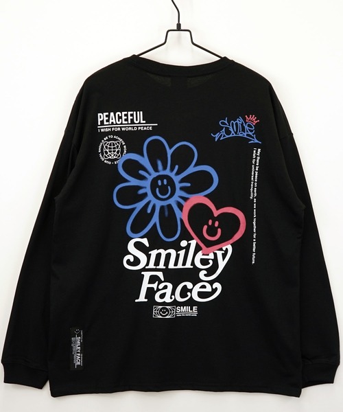 SMILEY FACE(スマイリーフェイス)の「【GROOVY STORE】SMILEY FACE オーバーサイズ プリントロングスリーブTシャツ(Tシャツ/カットソー・メンズ・ブラック/ホワイト系その他2/ホワイト/ブラック系その他2/ネイビー/ミント/ラベンダー/ライトブラック/インディゴブルー/杢グレー/ブラック系その他3/ホワイト系その他3・L/LL/M)」の21枚目の写真
