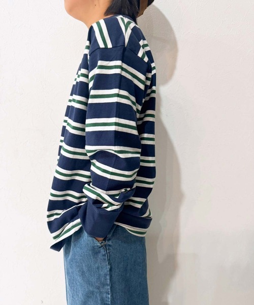 AMELY by La-gemme］オーバーサイズシャツ 長袖 ストライプ