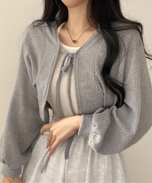 セール】前結び ボレロ リボンショートカーディガン
